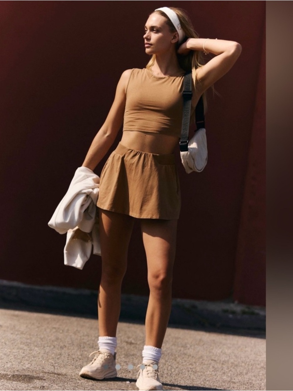 Free People Movement Hot Shot Skort Set in Camel